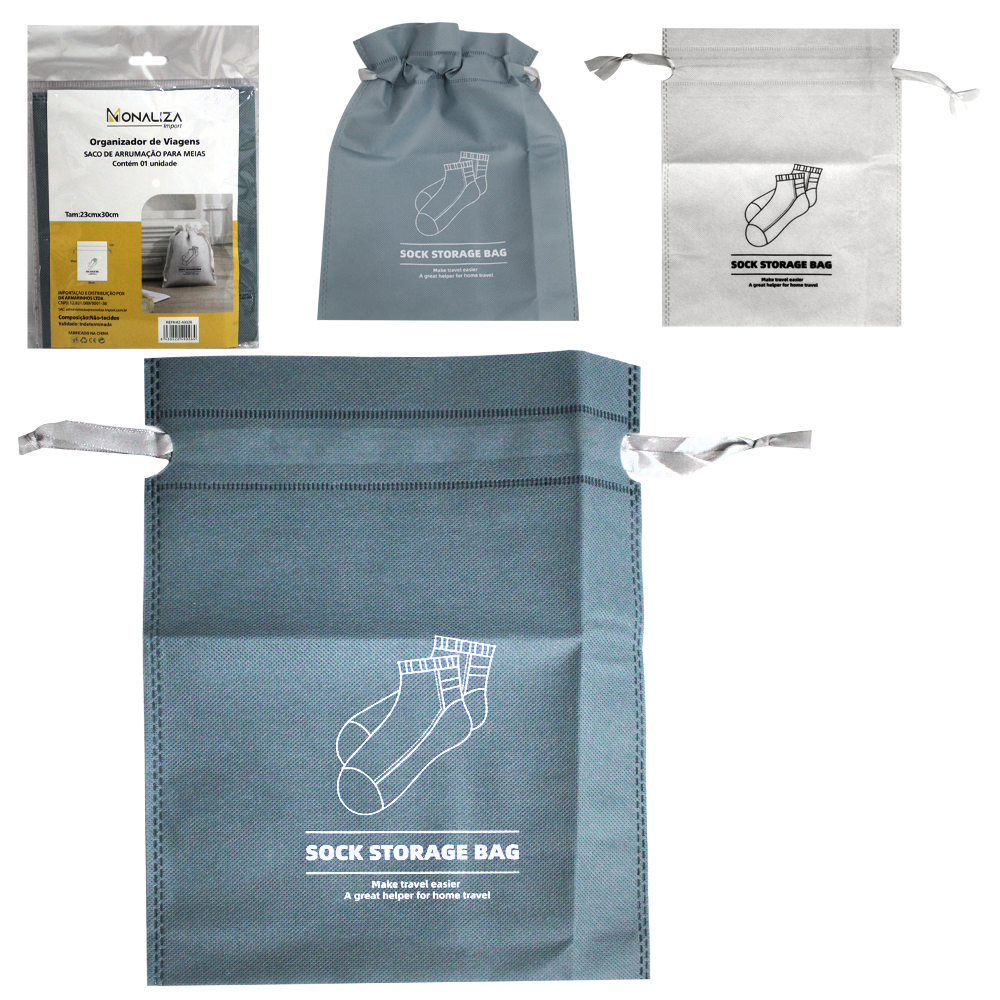 ORGANIZADOR DE VIAGENS SACO DE ARRUMACAO PARA MEIAS DE TNT 23X30CM