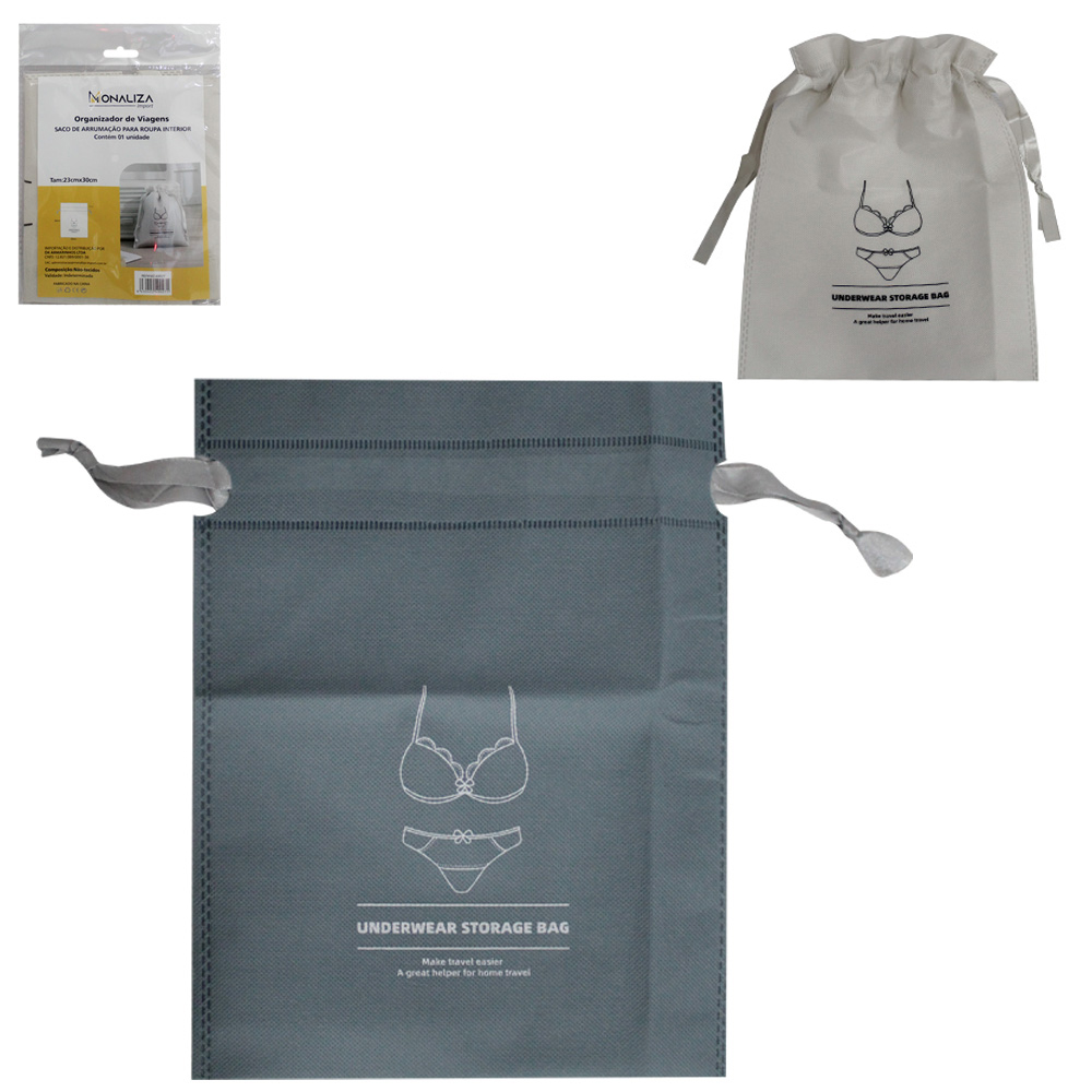 ORGANIZADOR DE VIAGENS SACO DE ARRUMACAO PARA ROUPA INTERIOR INTIMA DE TNT 23X30CM