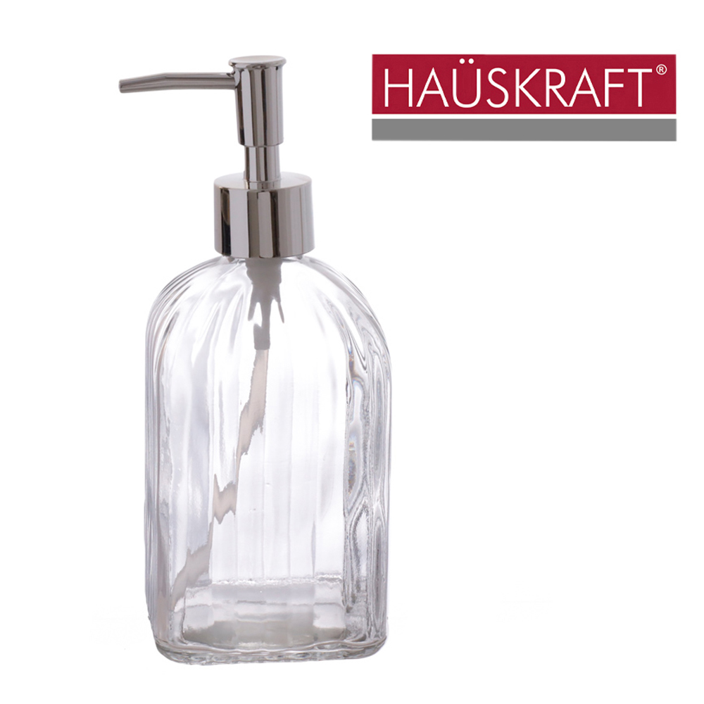 PORTA SABONETE LIQUIDO DE VIDRO QUADRADO SCENT TRANSPARENTE HAUSKRAFT 500ML