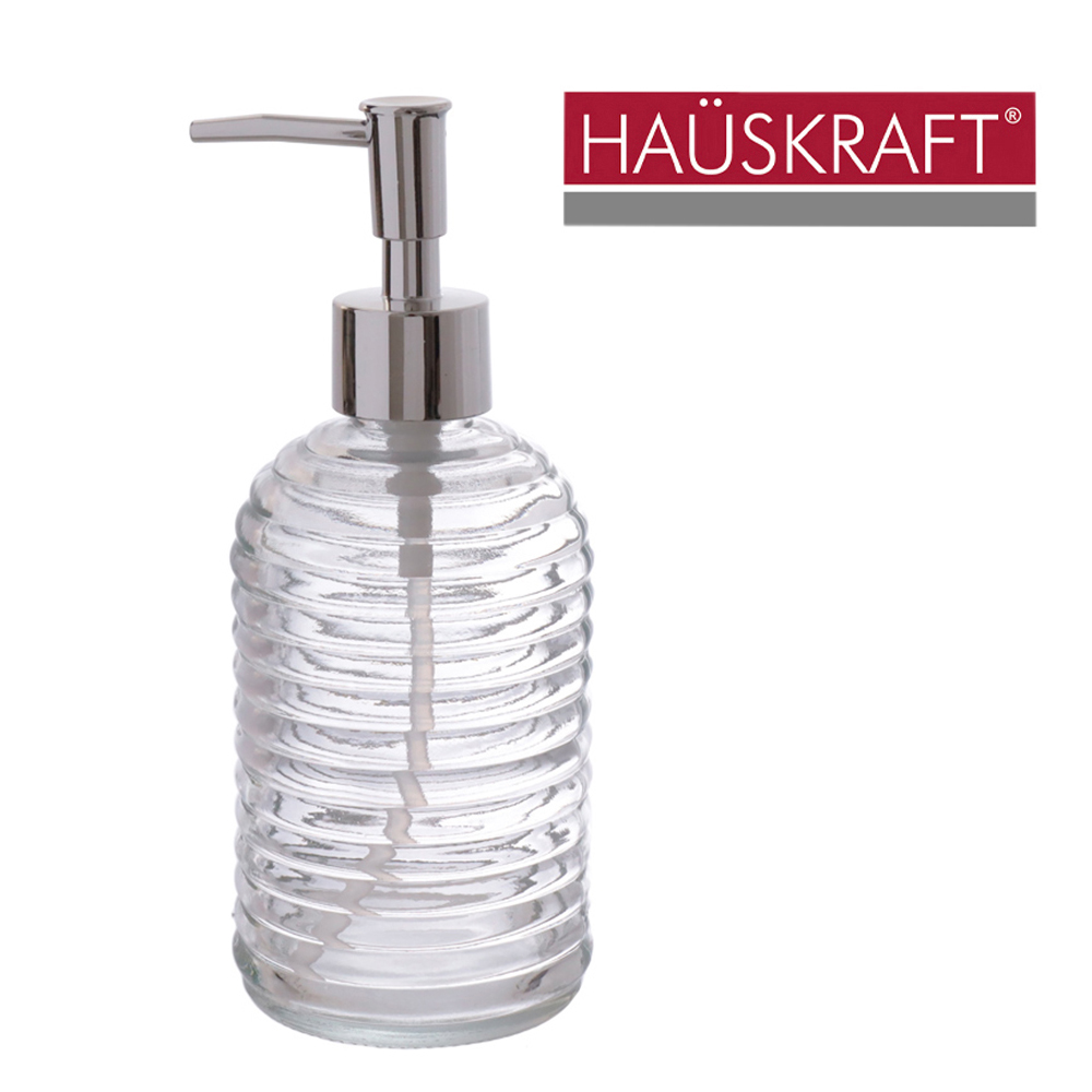 PORTA SABONETE LIQUIDO DE VIDRO REDONDO COLMEIA GLOW TRANSPARENTE HAUSKRAFT 500ML