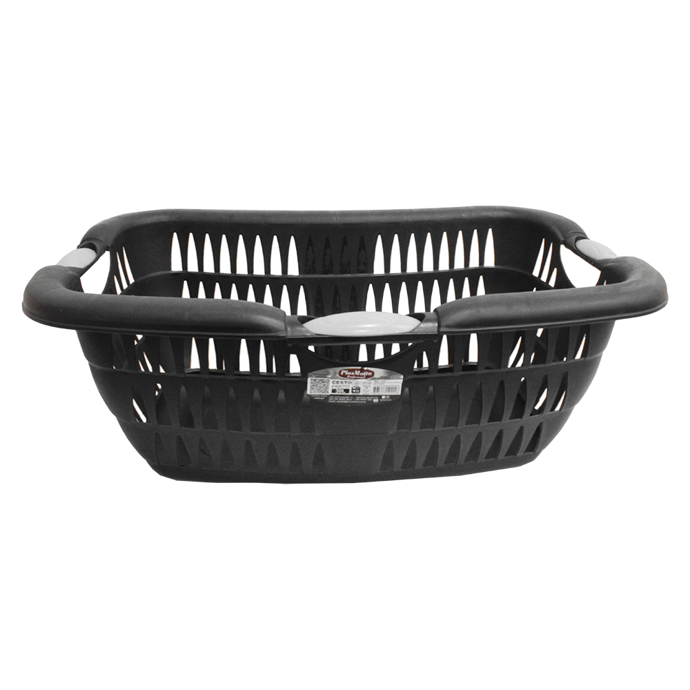 CESTO VAZADO DE PLASTICO RETANGULAR PARA ROUPA PRETO 30L 60X40X22,5CM
