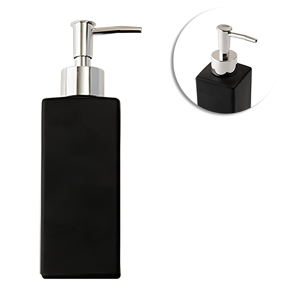PORTA SABONETE LIQUIDO DE VIDRO QUADRADO BLACK 320ML