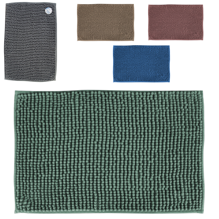 TAPETE DE PISO DE PELUCIA RETANGULAR CHENILLE ANTIDERRAPANTE CLEAN TECH 58X38CM