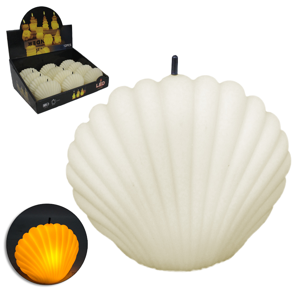 VELA DECORATIVA ELETRONICA DE LED CONCHA A BATERIA 8X7,5X4,5CM DP PLAY 