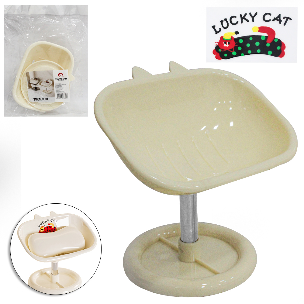 SABONETEIRA DE PIA DE PLASTICO GATO 13,5X13,5X10CM