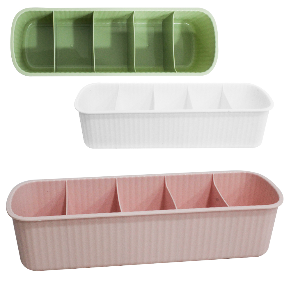 CAIXA ORGANIZADOR DE PLASTICO RETANGULAR COM 5 DIVISORIAS MULTIUSO 29X9,5X7CM