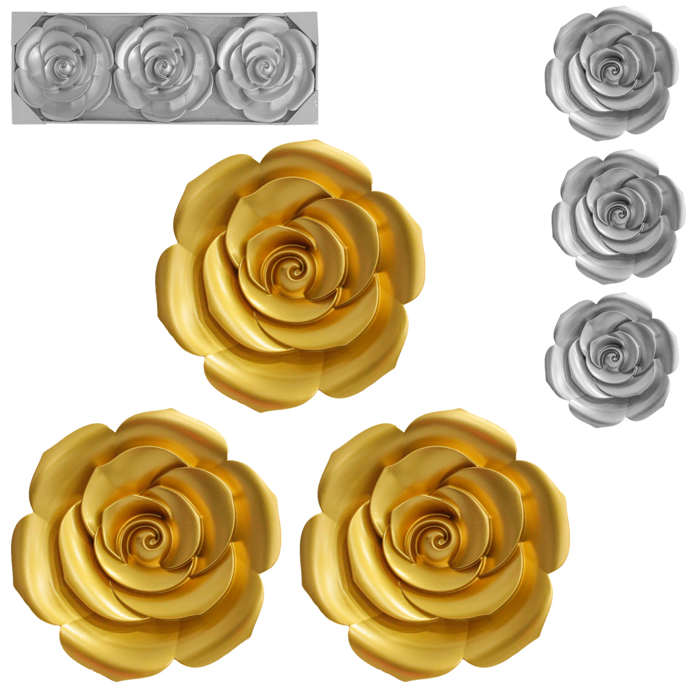 ENFEITE DE PAREDE TRIO ROSAS COLORS 24X23CM