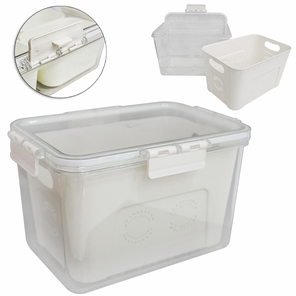POTE ORGANIZADOR DE GELADEIRA DE PLASTICO PET FLEXIVEL RETANGULAR COM CESTO ESCORREDOR + TAMPA E TRAVA 3500ML