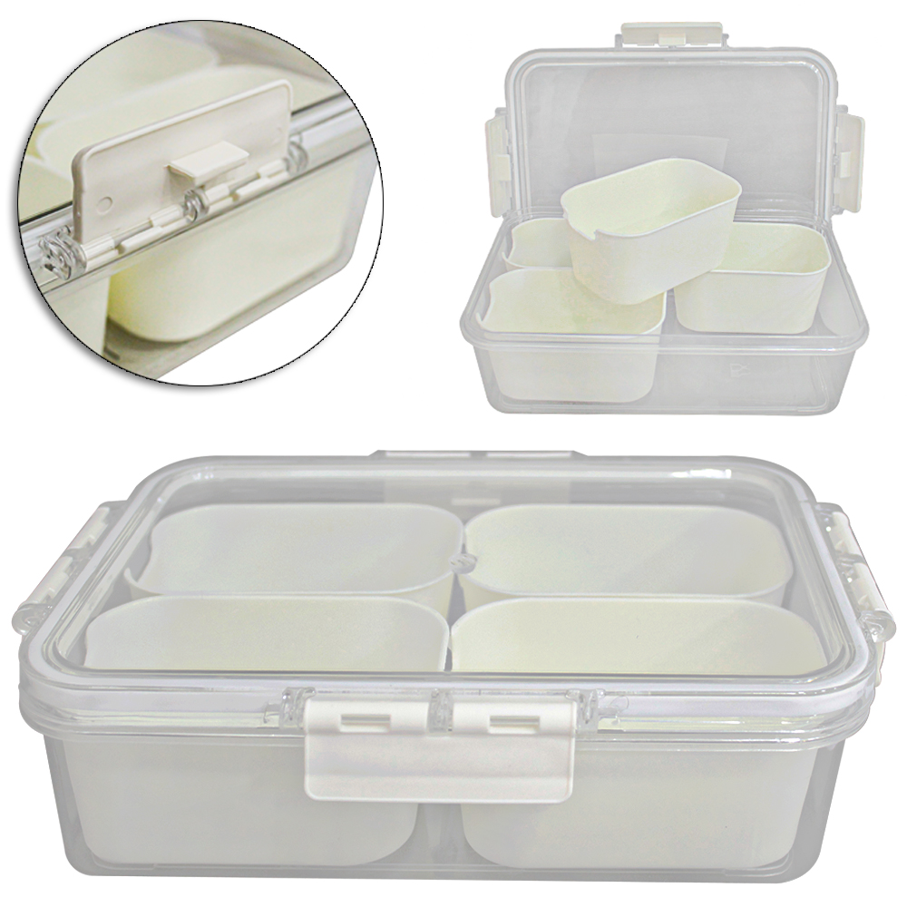 POTE ORGANIZADOR DE GELADEIRA DE PLASTICO PET FLEXIVEL RETANGULAR COM 4 CESTOS + TAMPA E TRAVA 1500ML