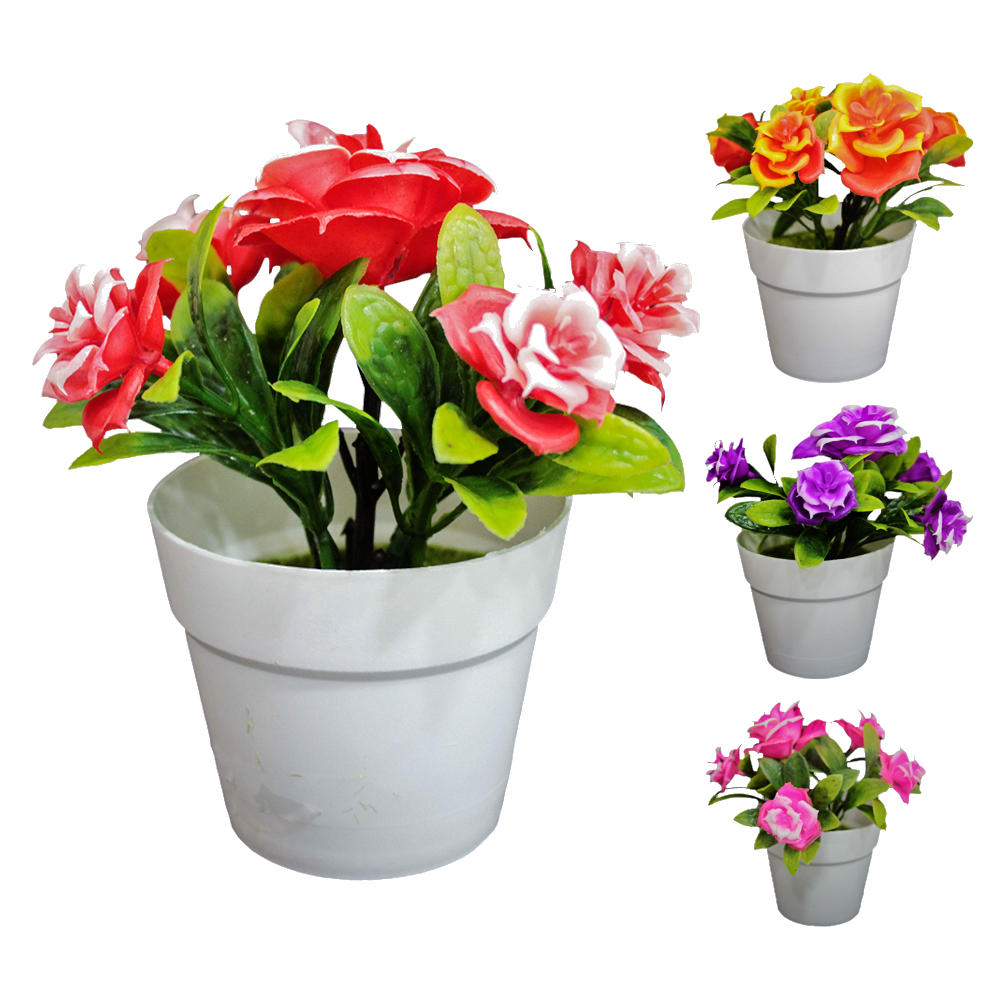 FLOR ARTIFICIAL COM VASO DE PLASTICO 13X7,5CM