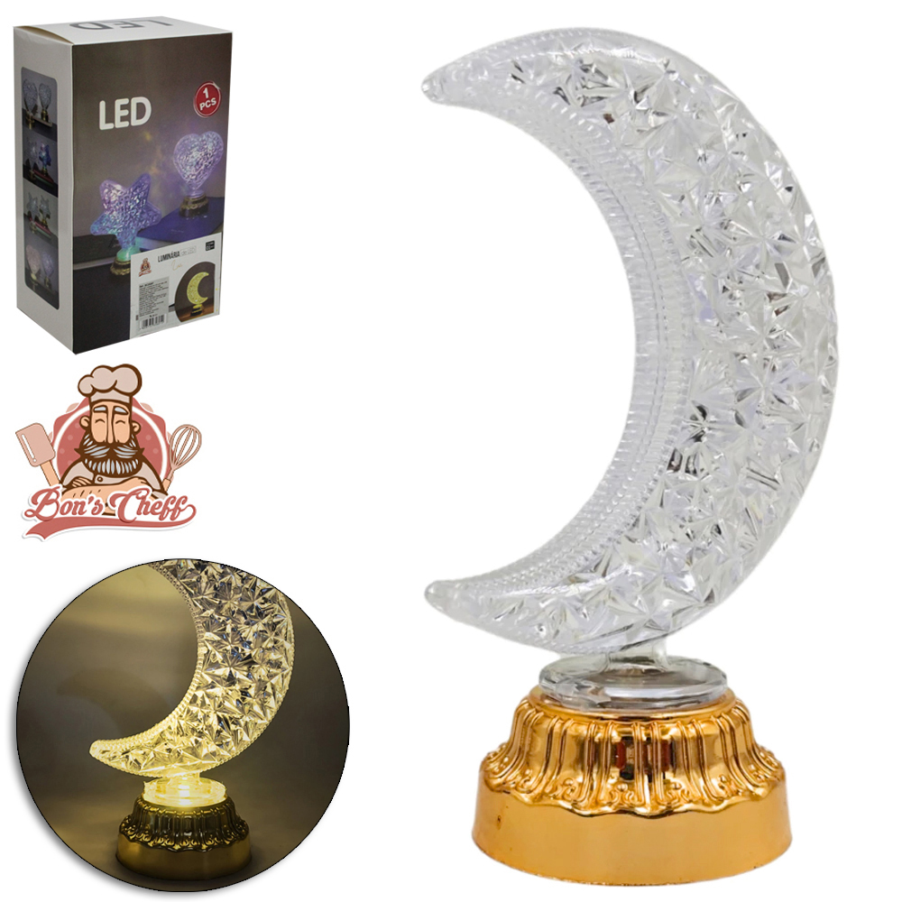 ABAJUR LUMINARIA DE LED LUA A BATERIA 16X6,5X4CM