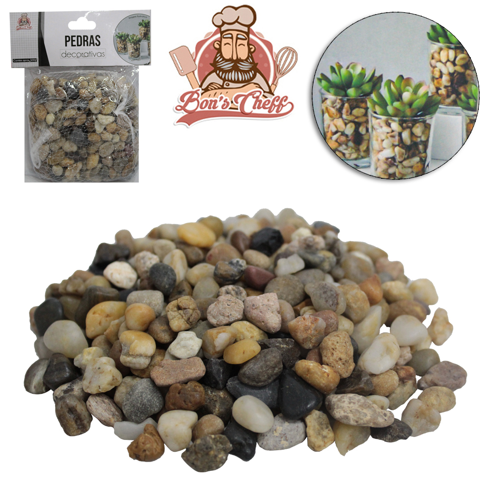 ENFEITE DECORATIVO PEDRA DE RIO PEQUENA 500G