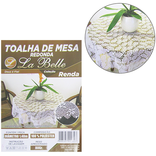 TOALHA DE MESA DE RENDA REDONDA 1,40M DE Ø 