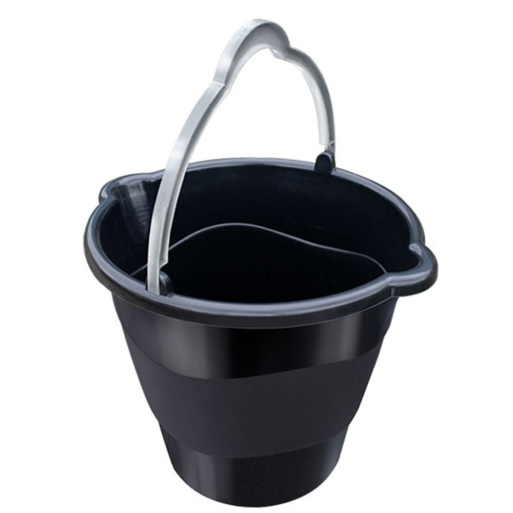 BALDE DE PLASTICO REDONDO PRETO COM 2 BICOS E ALCA 10L 26,5X28,5CM DE Ø