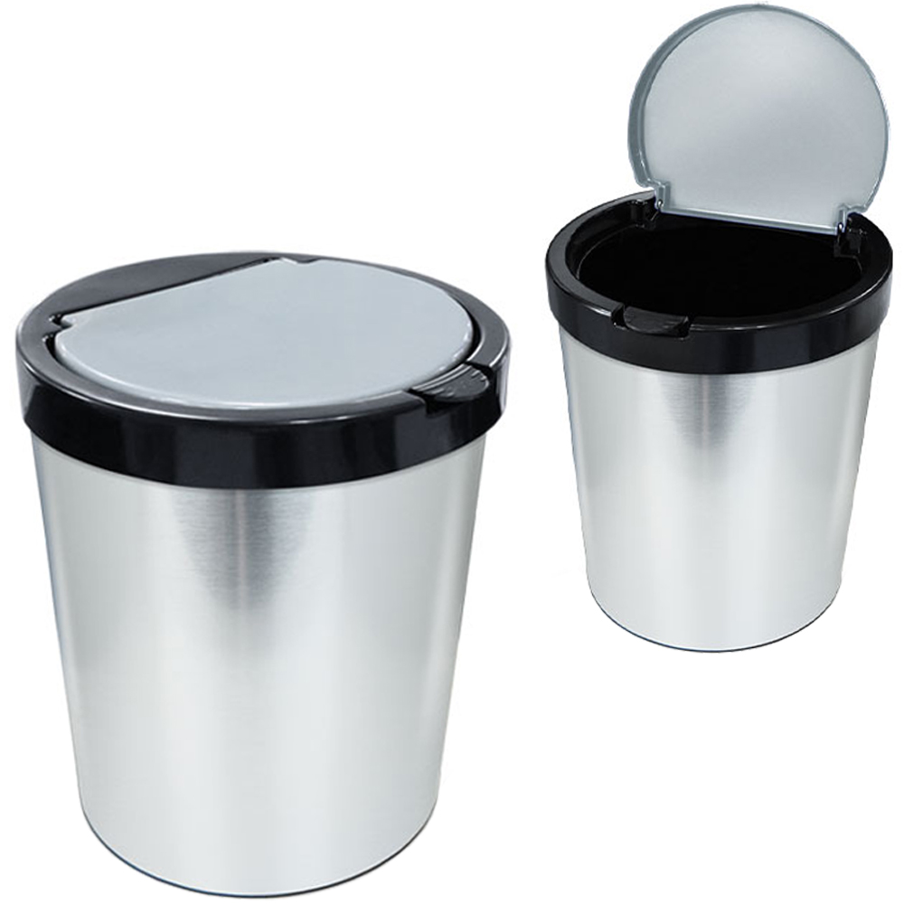 LIXEIRA DE PLASTICO REDONDA PRATA COM TAMPA CLICK 10L