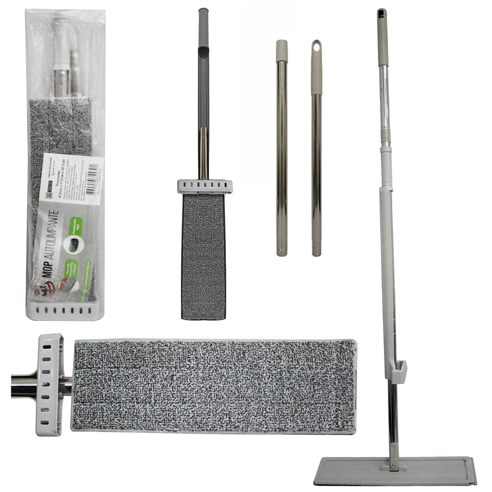 ESFREGAO MOP AUTOLIMPANTE FLAT 360º 1 REFIL + CABO DE INOX MAX CLEAN 127,5CM