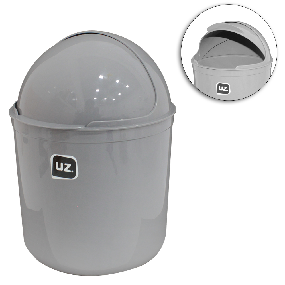 LIXEIRA DE PIA DE PLASTICO REDONDA COM TAMPA CINZA 4L