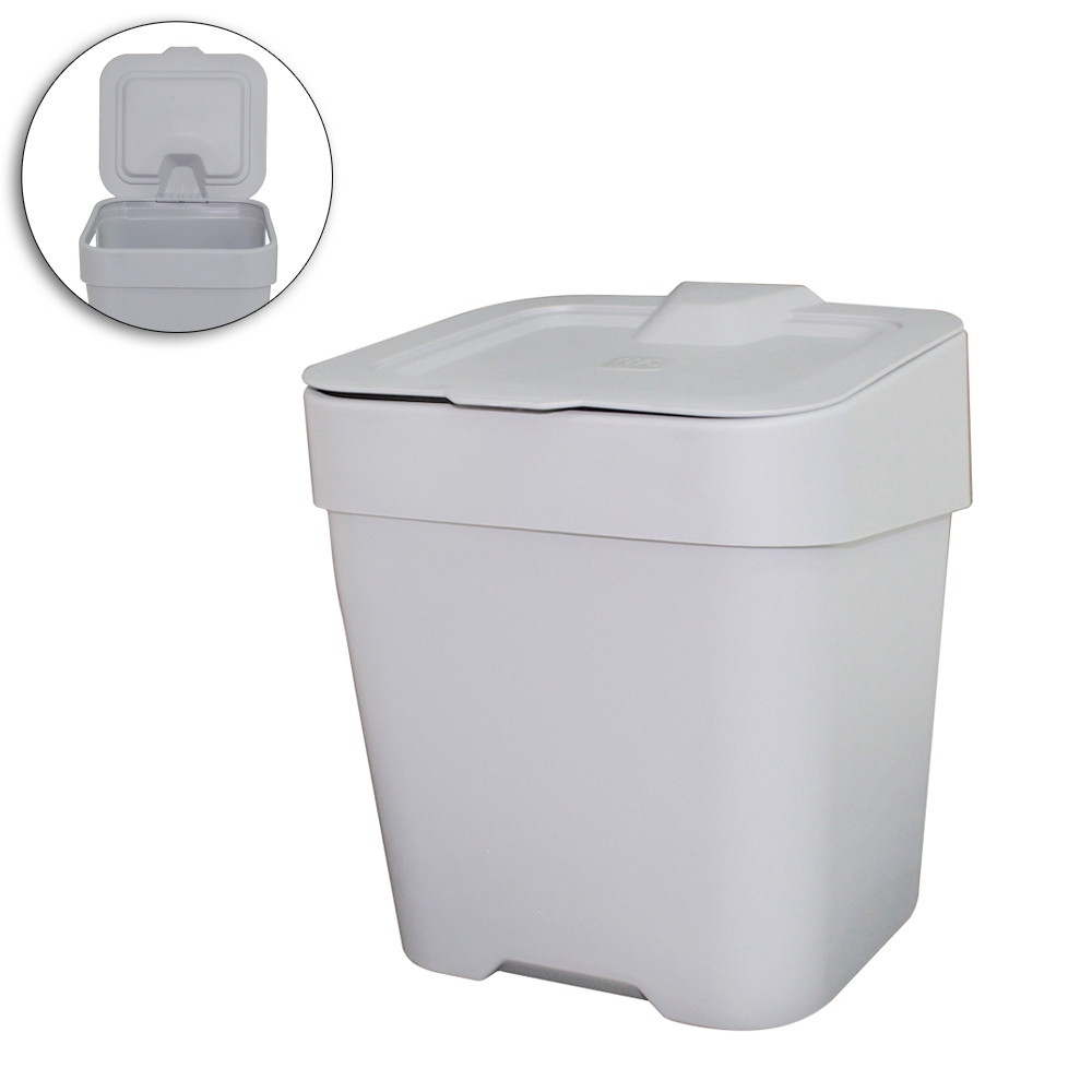 LIXEIRA DE PIA DE PLASTICO RETANGULAR SLIM COM TAMPA CINZA 2,5L