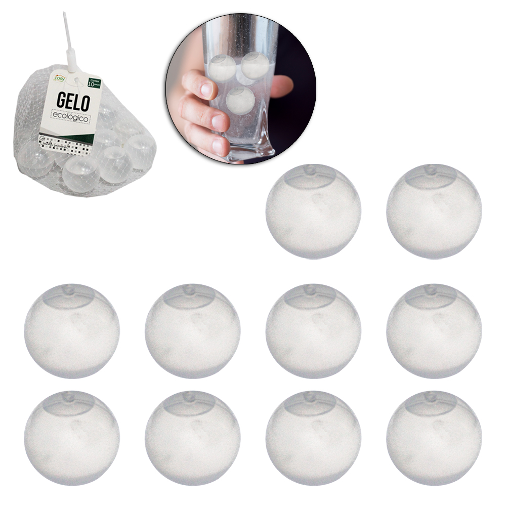 CUBO DE GELO ECOLOGICO BOLINHA COM 10 PECAS 2,5CM NA REDE