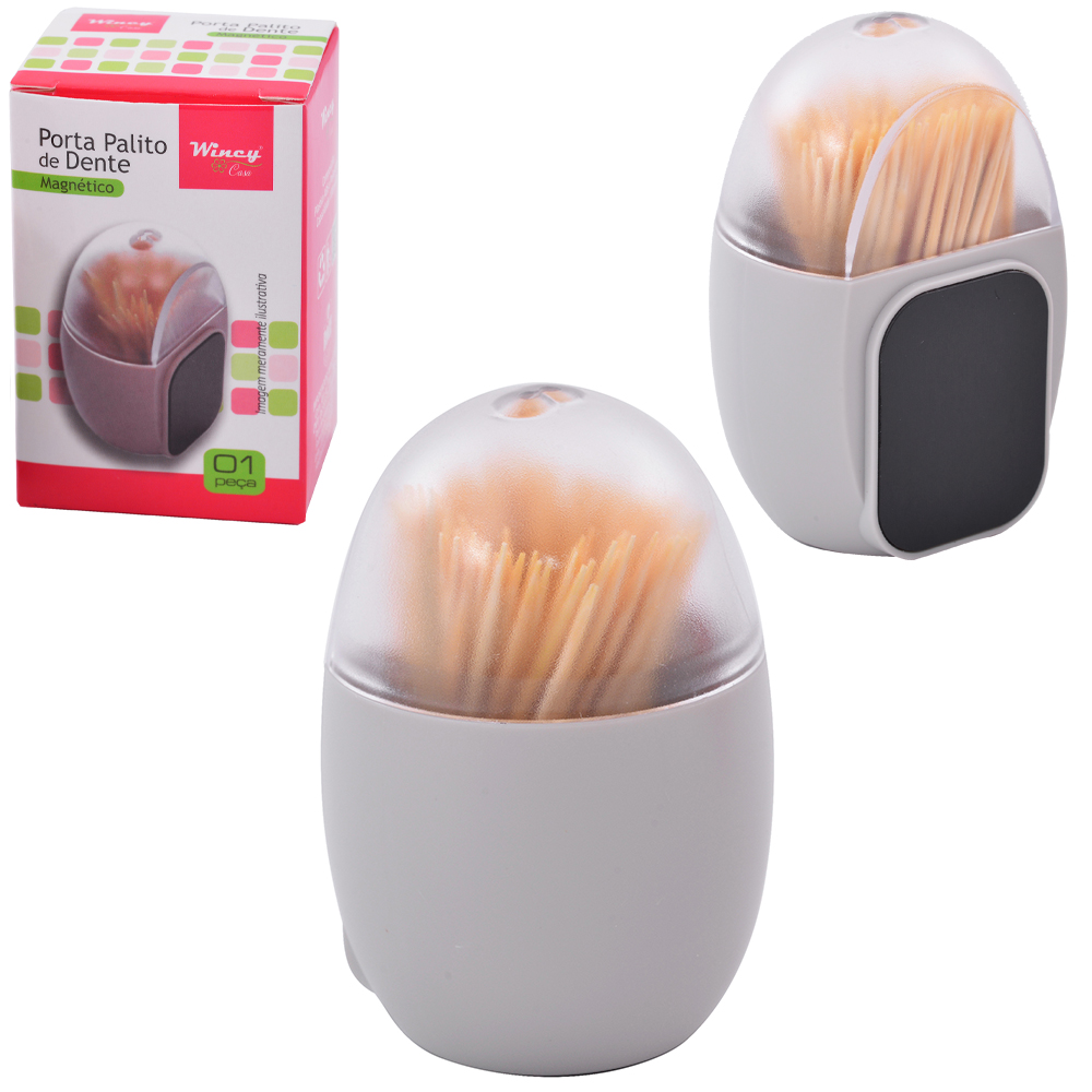 PALITEIRO DE PLASTICO MAGNETICO + 160 PALITOS DE BAMBU 7,4X5,1X4,2CM