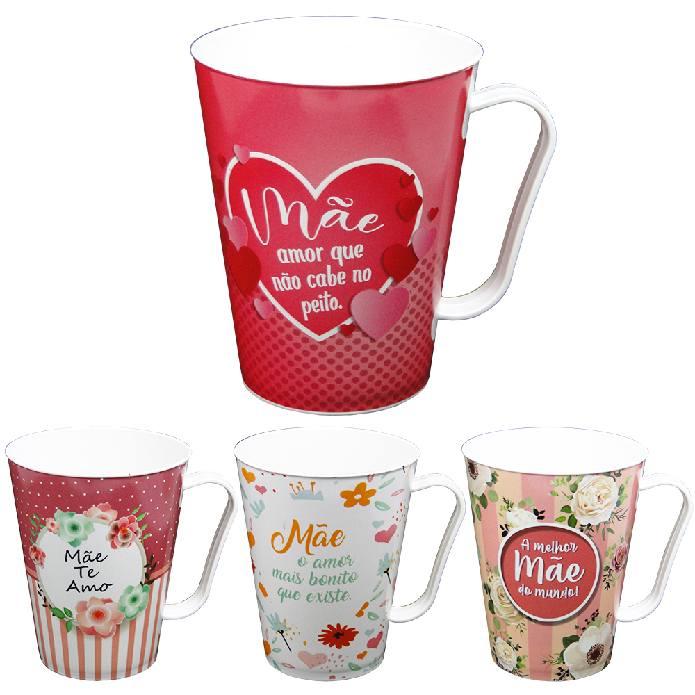 CANECA DE PLASTICO MAE SORTIDAS 430ML