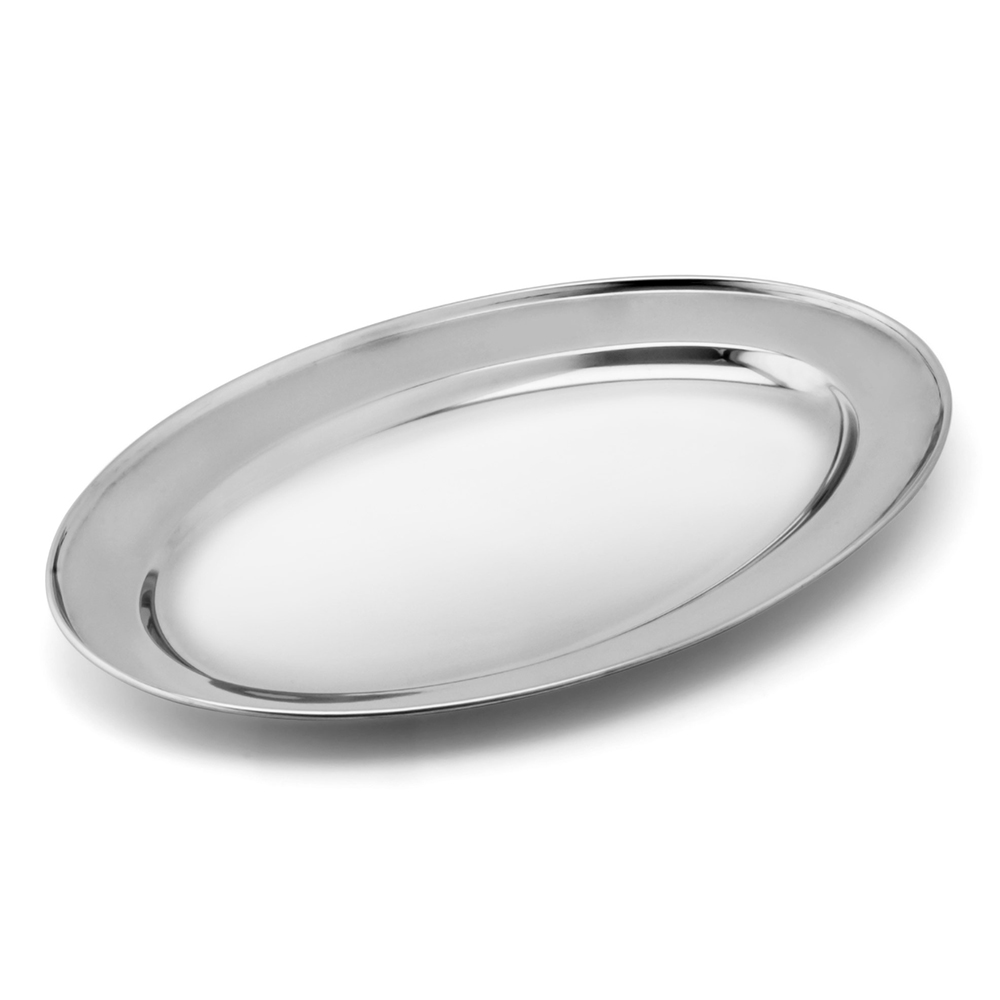 TRAVESSA DE INOX OVAL RASA 25X18CM