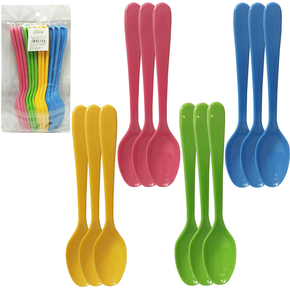 COLHER DE PLASTICO COLORS COM 12 PECAS 18X3,7CM