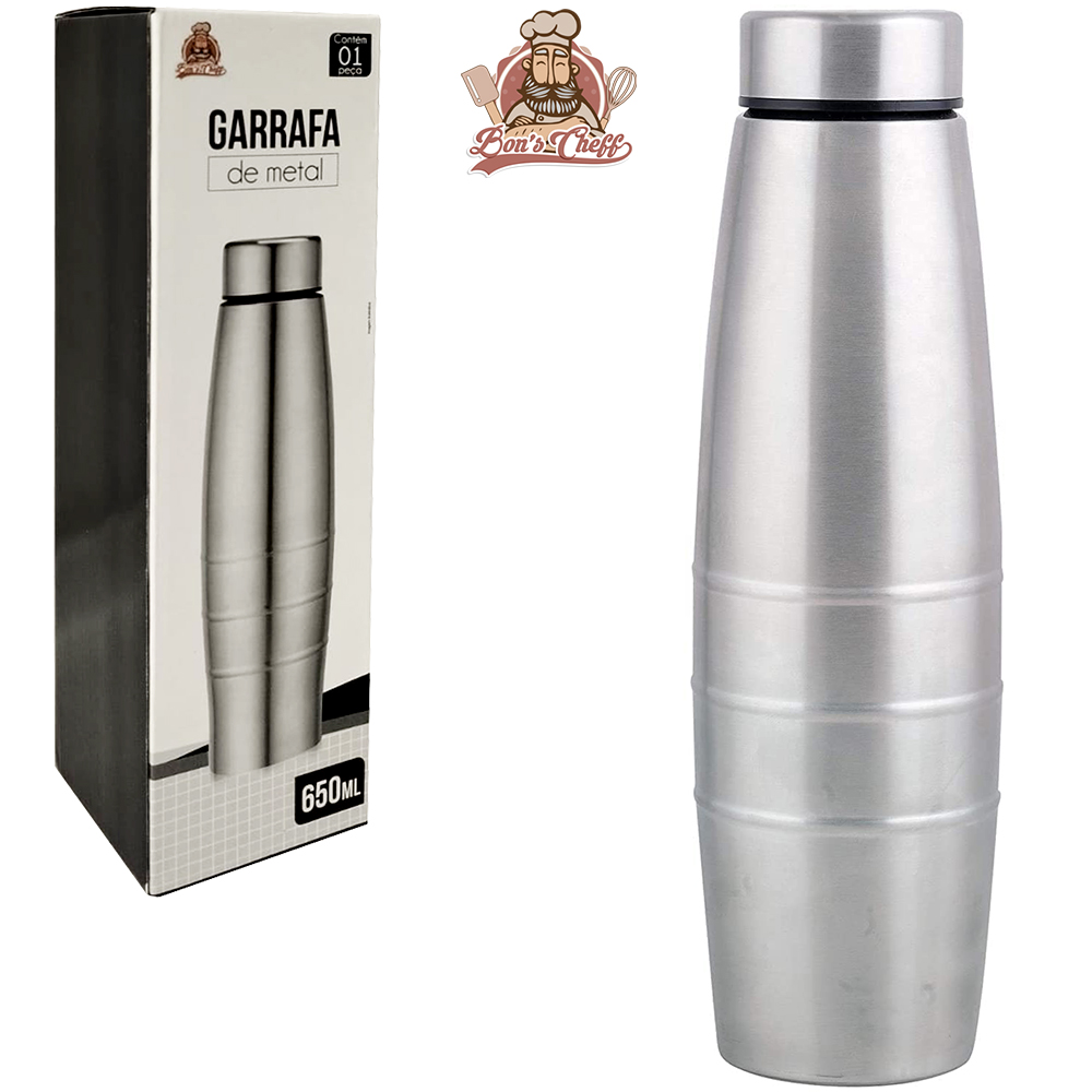 GARRAFA SQUEEZE DE INOX COM TAMPA 650ML BONS CHEFF
