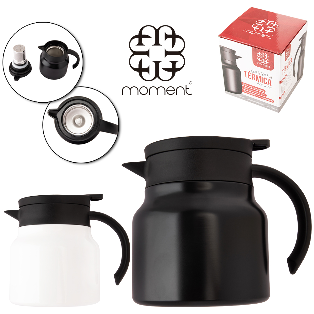 GARRAFA TERMICA DE INOX COM INFUSOR MOMENT 800ML