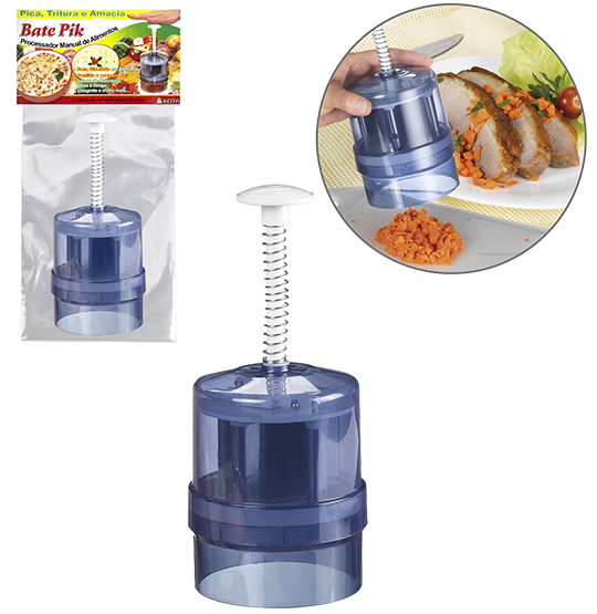 TRITURADOR DE ALIMENTOS PLASTICO COM LAMINA DE METAL BATE PIK DE 23X10CM