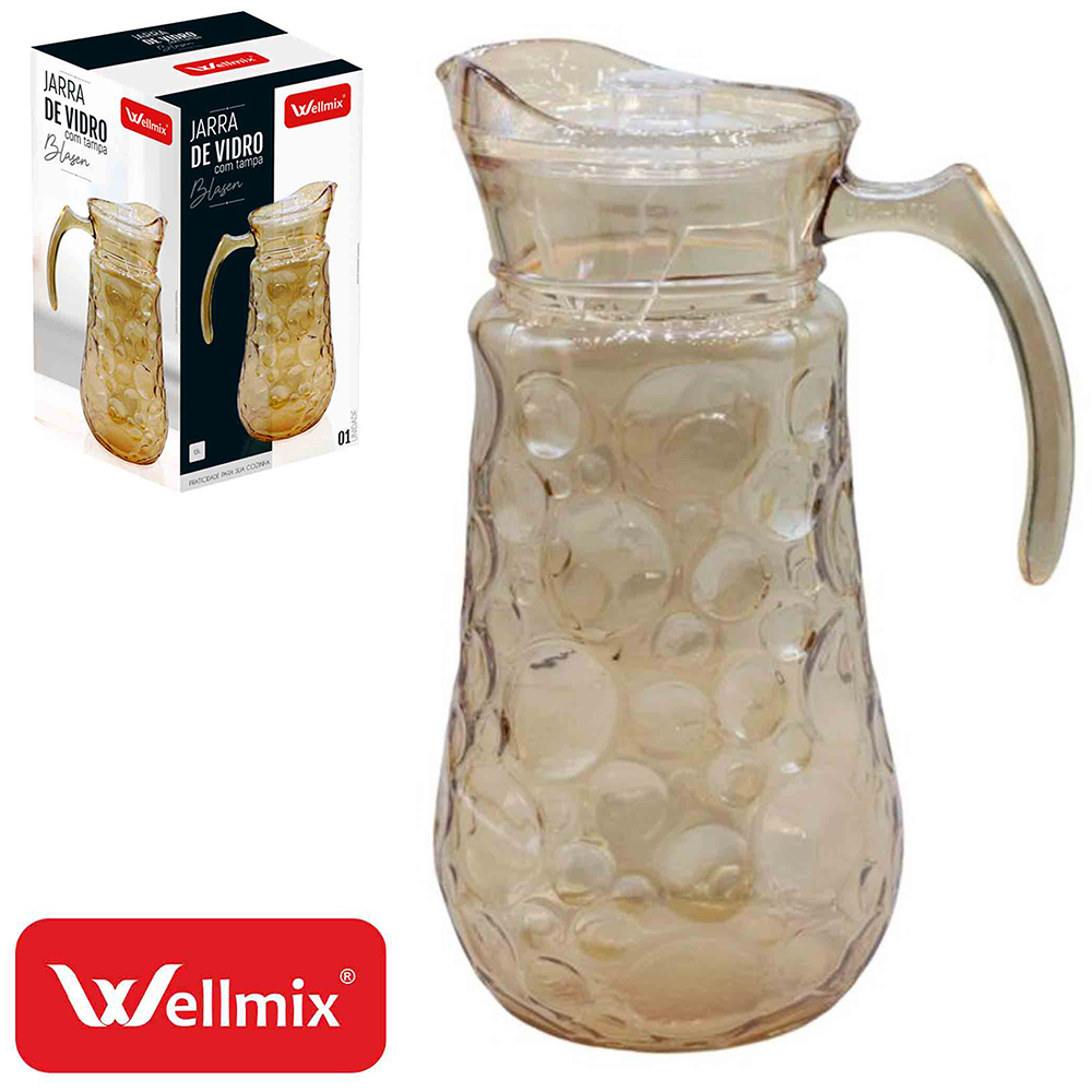 JARRA DE VIDRO COM TAMPA DE ACRILICO BLASEN AMBAR 1,5L