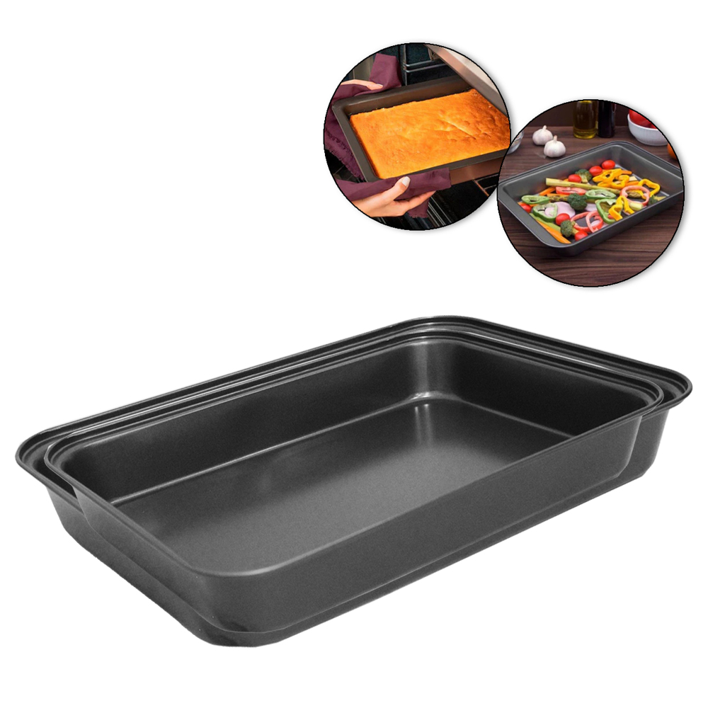 FORMA ASSADEIRA DE ACO CARBONO ANTIADERENTE RETANGULAR 34X24X5CM 