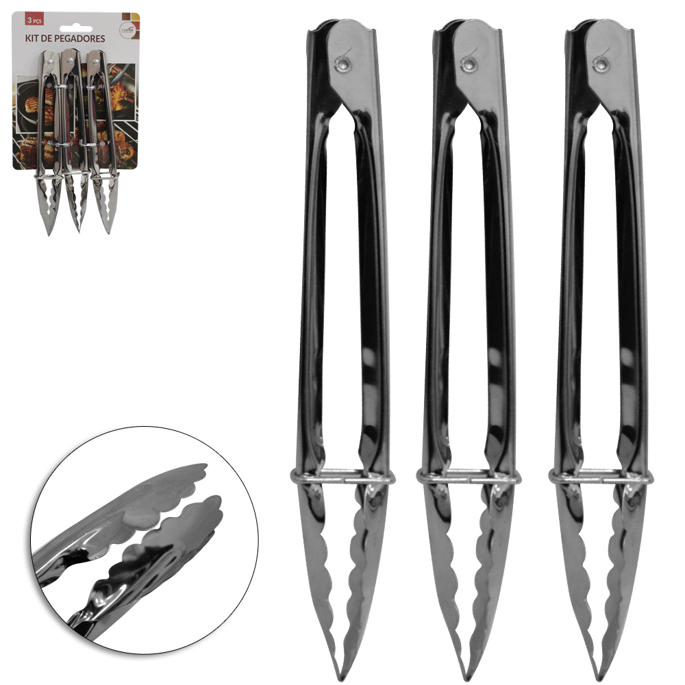 PEGADOR MULTIUSO DE INOX COM 3 PECAS 17,5CM