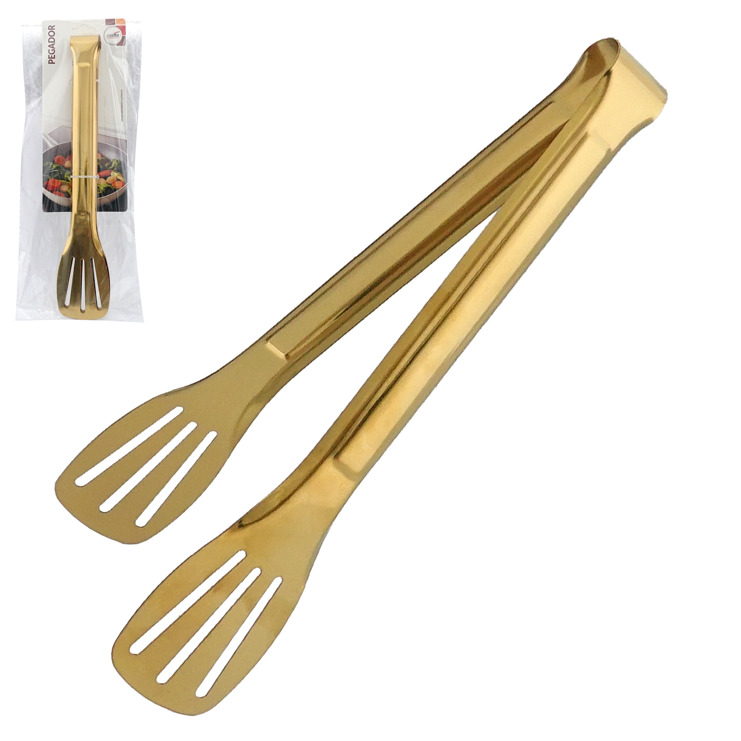 PEGADOR MULTIUSO VAZADO DE INOX DOURADO 24X4,5CM