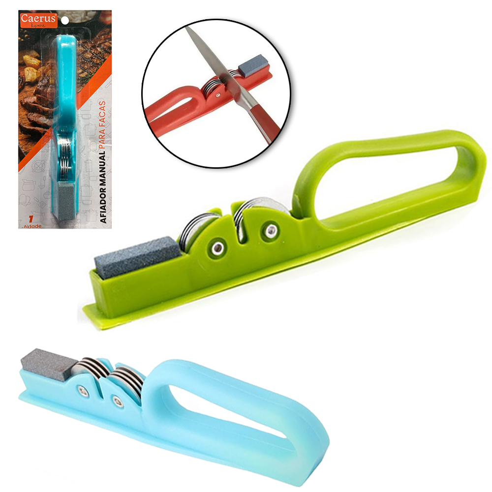 AFIADOR AMOLADOR DE FACA COM PEDRA + CABO PLASTICO 19,5CM