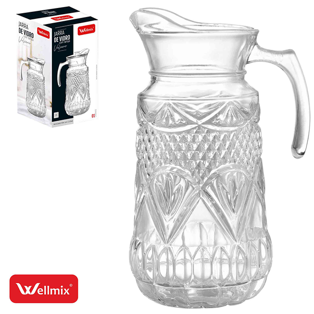 JARRA DE VIDRO COM TAMPA DE ACRILICO VULCANO TRANSPARENTE 1,7L