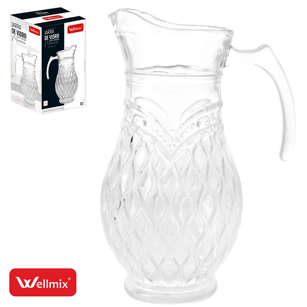 JARRA DE VIDRO COM TAMPA DE ACRILICO MINERVA TRANSPARENTE 1,5L