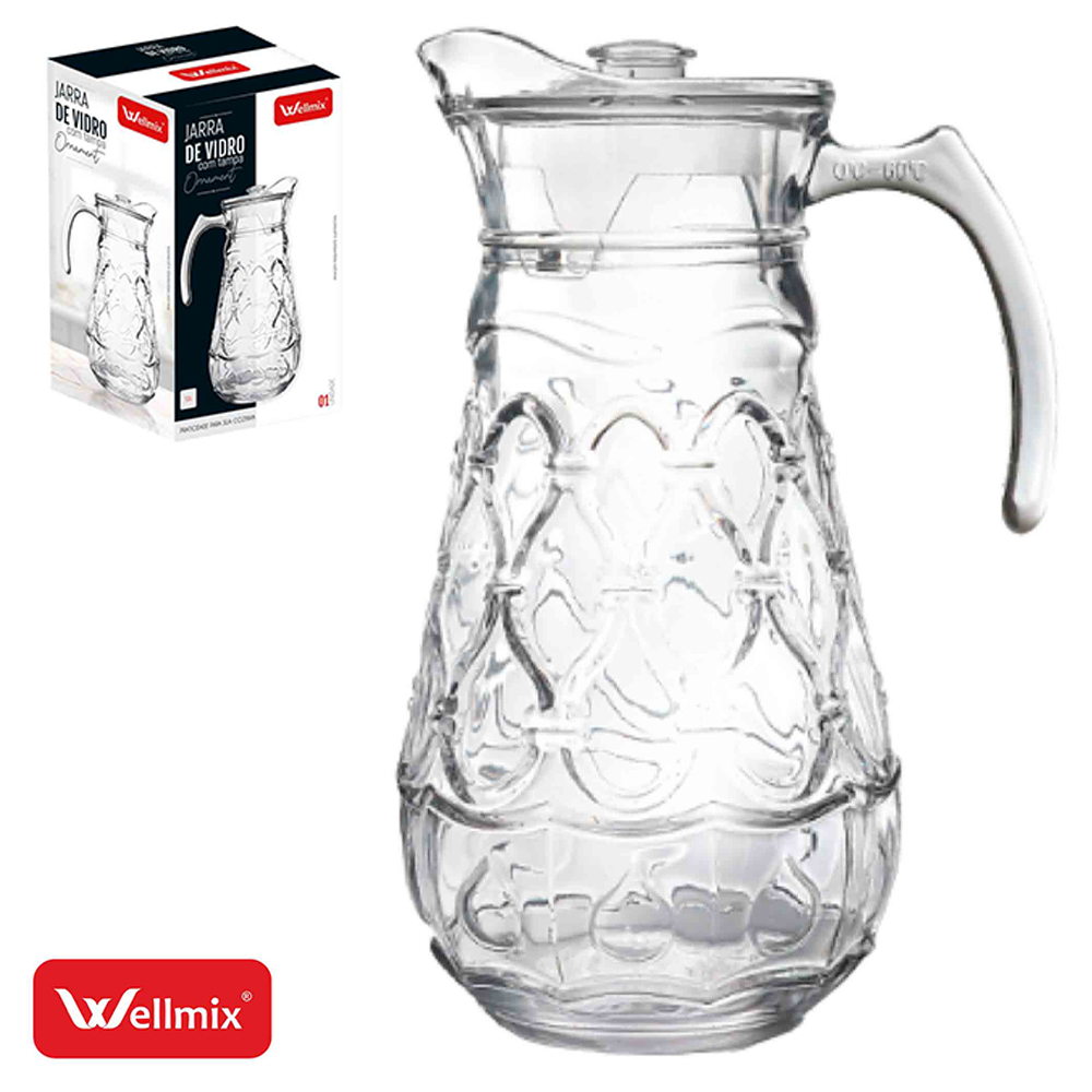 JARRA DE VIDRO COM TAMPA DE ACRILICO ORNAMENT TRANSPARENTE 1,6L