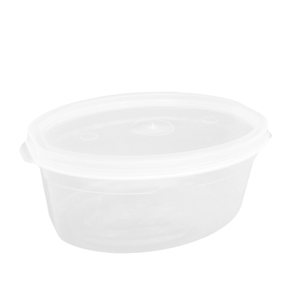POTE DE PLASTICO OVAL TRANSPARENTE COM TAMPA P 600ML