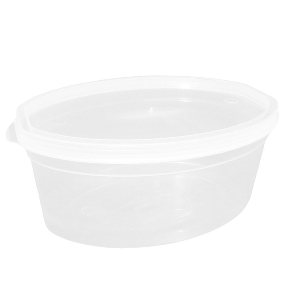 POTE DE PLASTICO OVAL TRANSPARENTE COM TAMPA M 1,1L