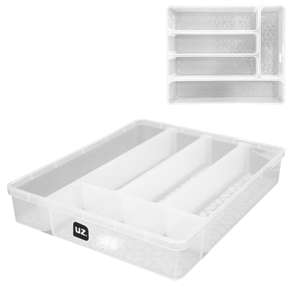 PORTA TALHER DE GAVETA DE PLASTICO COM 5 DIVISORIAS 34X28,5X6CM