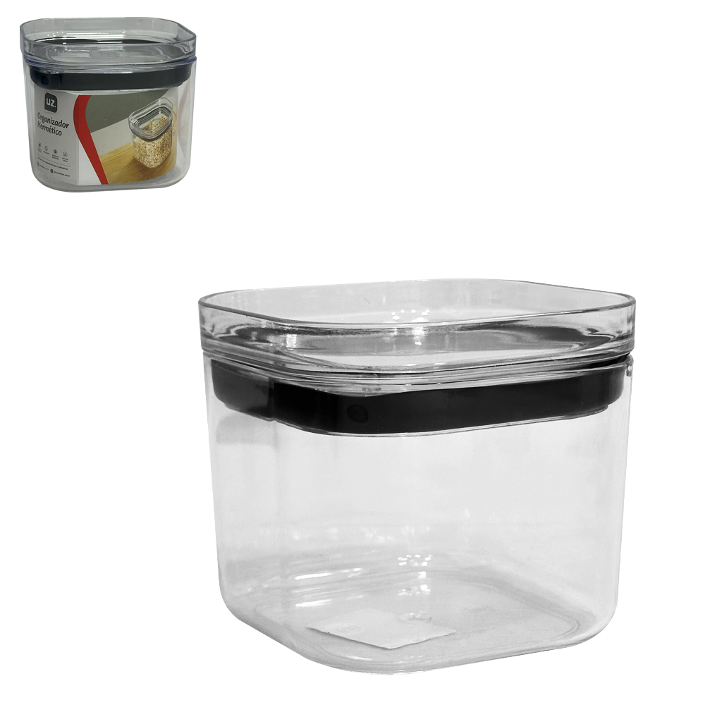 ORGANIZADOR DE ACRILICO QUADRADO EMPILHAVEL COM TAMPA HERMETICA 450ML
