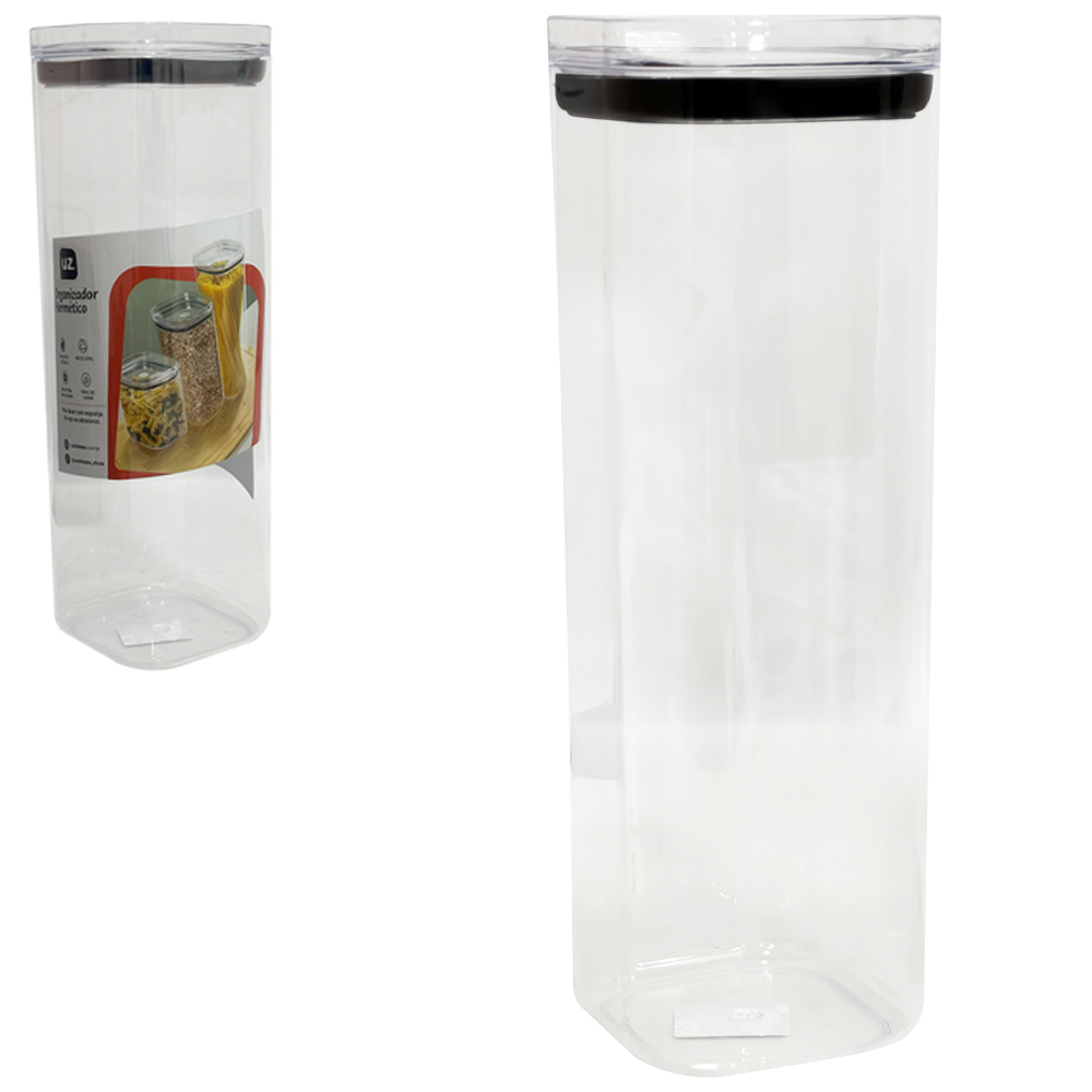 ORGANIZADOR DE ACRILICO QUADRADO EMPILHAVEL COM TAMPA HERMETICA 2,2L
