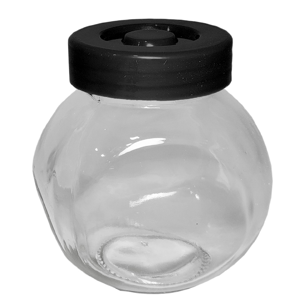 POTE BALEIRO DE VIDRO COM TAMPA DE PLASTICO 180ML