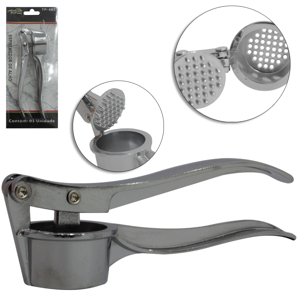ESPREMEDOR DE ALHO DE METAL TOP CASA 15CM