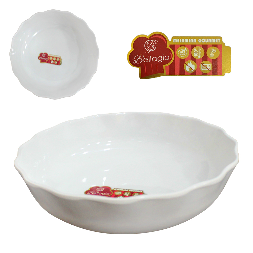 TIGELA DE MELAMINA REDONDA GOURMET BRANCA 1300ML 5X20CM DE Ø
