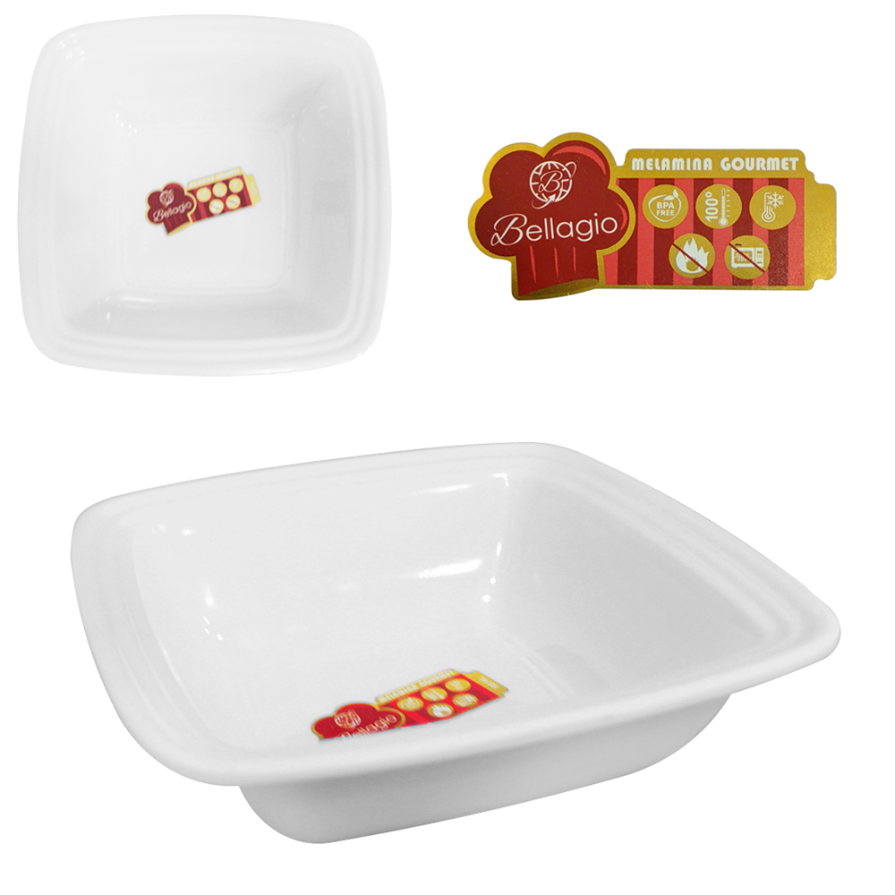 TIGELA DE MELAMINA QUADRADA P GOURMET BRANCA 600ML 5X17,5CM