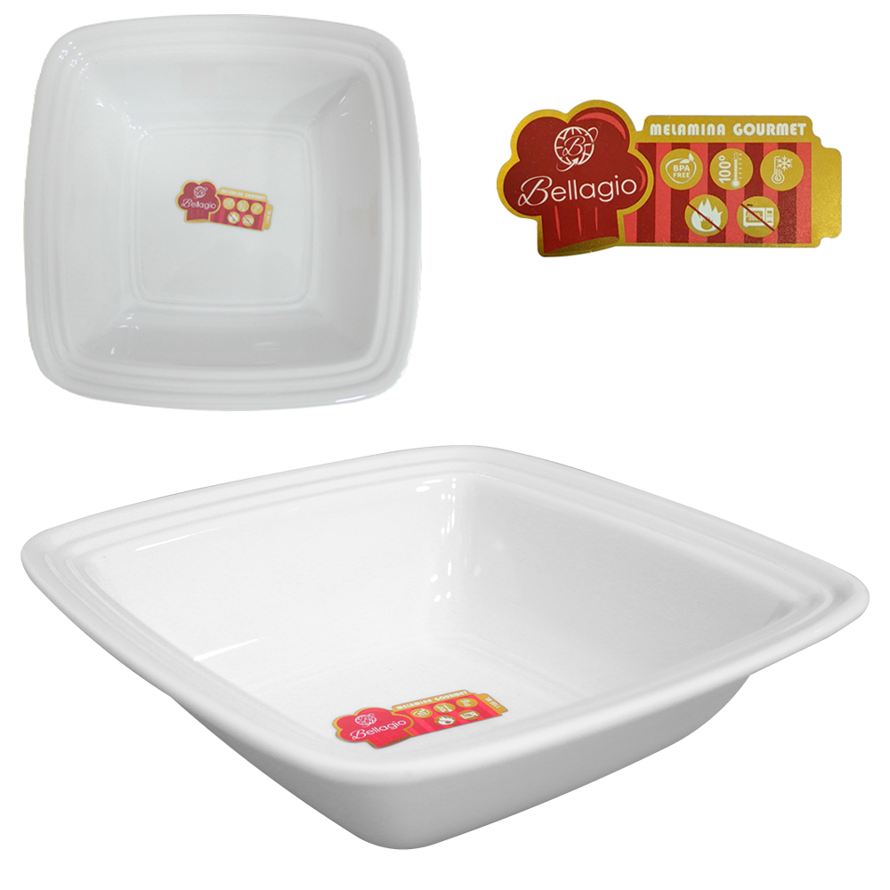 TIGELA DE MELAMINA QUADRADA M GOURMET BRANCA 1100ML 6X22CM