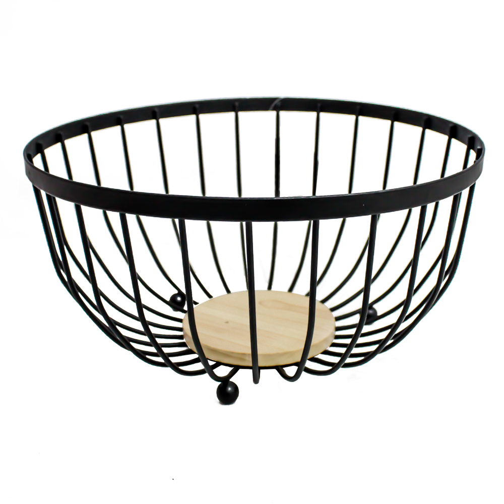 CESTA FRUTEIRA DE MESA ARAMADO / MADEIRA REDONDA BLACK FACILE 12,5X25CM DE Ø
