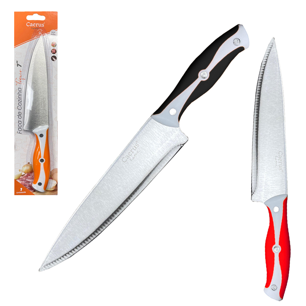 FACA DE CARNE / PEIXEIRA 7'' DE INOX CABO EMBORRACHADO TOQUIO